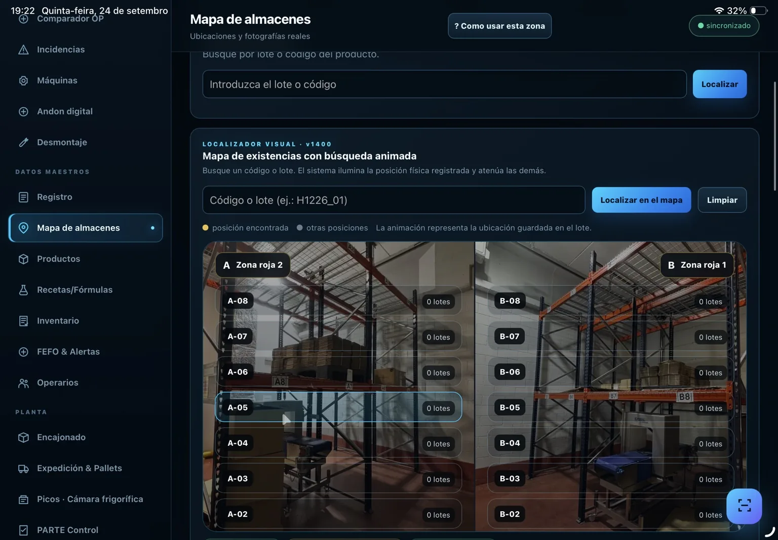 Mapa de almacenes real de NOVEXORS Factory